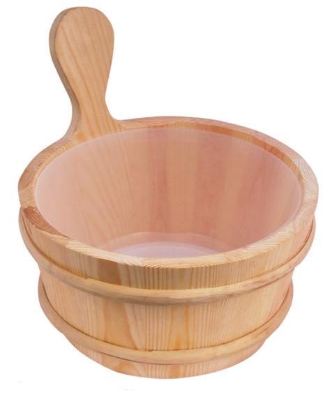 Sauna Bucket With Plastic Inner Container And Spoon Classic Model 26cm Diameter